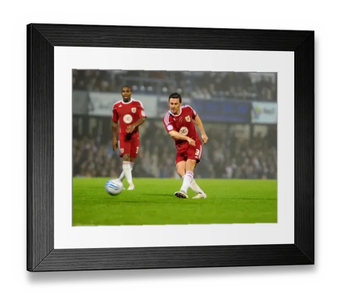 Framed Print : Jamie McAllister Shoots for Bristol City against Portsmouth in Championship Match, September 2010 Framed Print : Jamie McAllister Shoots for Bristol City against Portsmouth in Championship Match, September 2010