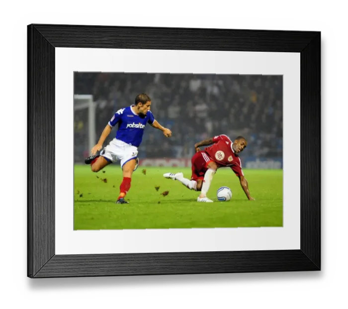 Framed Print : Bristol City's Danny Rose Fouled by Michael Brown in Portsmouth vs. Bristol City Championship Match (September 2010)