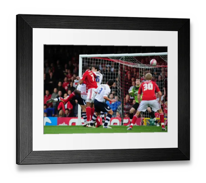 Framed Print : Marvin Elliott's Close Call: Bristol City vs. Preston North End, Championship Match, November 2010