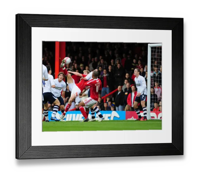 Framed Print : Bristol City's Jon Stead Narrowly Misses Overhead Kick Goal Against Preston North End, Championship Match, 2010
