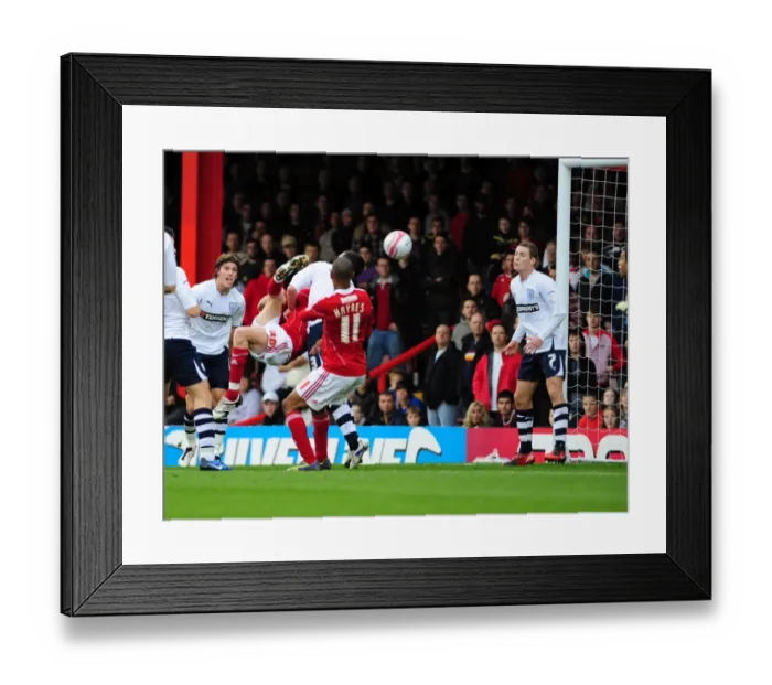 Framed Print : Jon Stead's Close Call: Bristol City vs. Preston North End, Championship Match, Ashton Gate Stadium, 06 / 11 / 2010