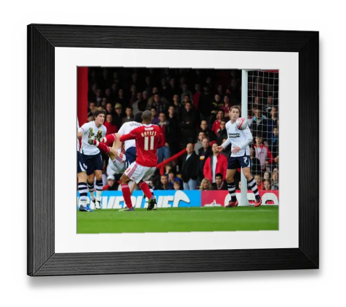 Framed Print : Jon Stead's Close Overhead Kick: Championship Clash Between Bristol City and Preston North End, 06 / 11 / 2010