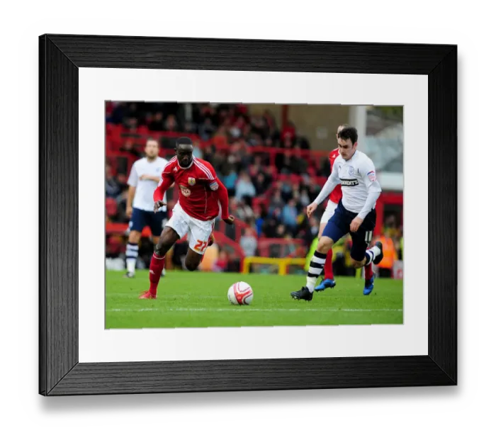 Framed Print : Adomah vs. Treacy: Battle for Supremacy in the Championship Clash between Bristol City and Preston North End, November 2010 Framed Print : Adomah vs. Treacy: Battle for Supremacy in the Championship Clash between Bristol City and Preston North End, November 2010