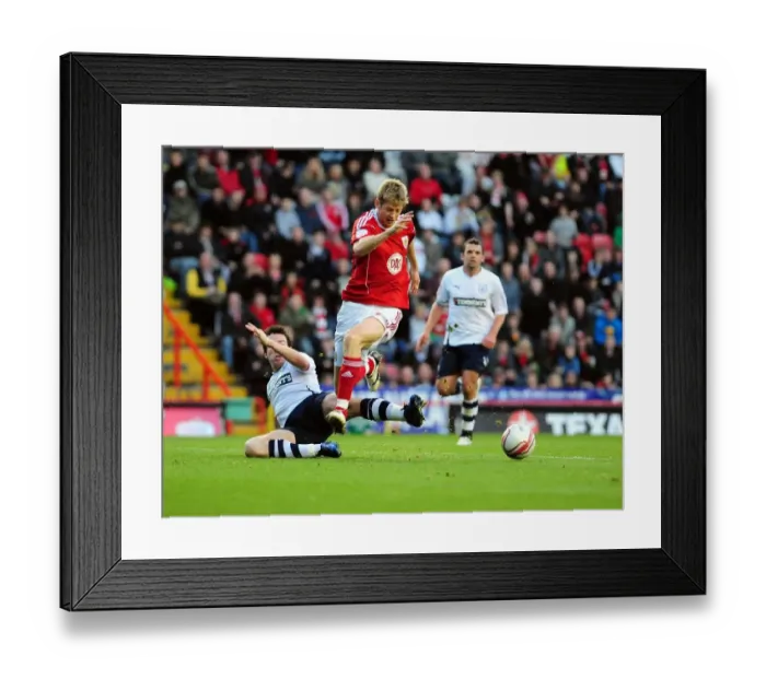 Framed Print : Battling for Championship Supremacy: Stead vs. St. Ledger - Bristol City vs. Preston North End (2010) - A Football Rivalry at Ashton Gate Framed Print : Battling for Championship Supremacy: Stead vs. St. Ledger - Bristol City vs. Preston North End (2010) - A Football Rivalry at Ashton Gate