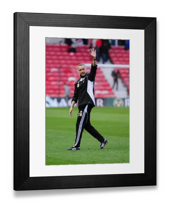 Framed Print : Bristol city Manager Kewith Millen clearly delighted afteer the final whistle Framed Print : Bristol city Manager Kewith Millen clearly delighted afteer the final whistle