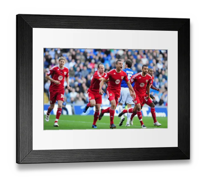 Framed Print : Steven Caulker's Goal: Bristol City Takes 1-0 Lead Over Cardiff City, Npower Championship 2010 Framed Print : Steven Caulker's Goal: Bristol City Takes 1-0 Lead Over Cardiff City, Npower Championship 2010