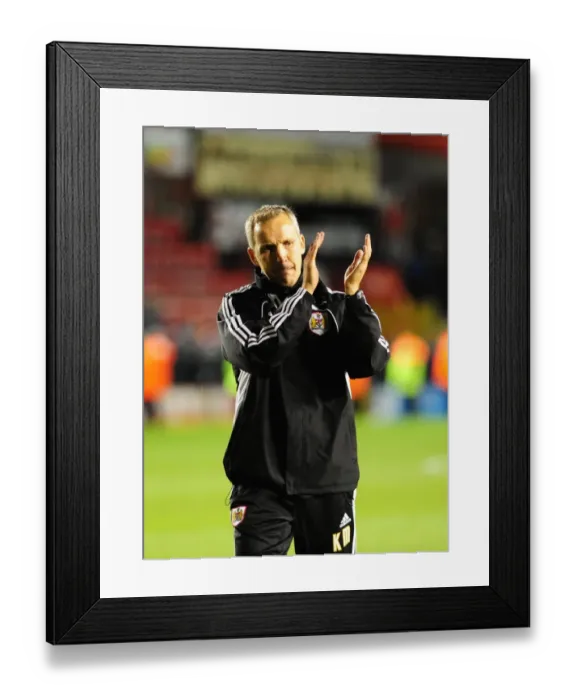 Framed Print : Keith Millen Celebrates Bristol City's Victory Over Reading, October 19, 2010
