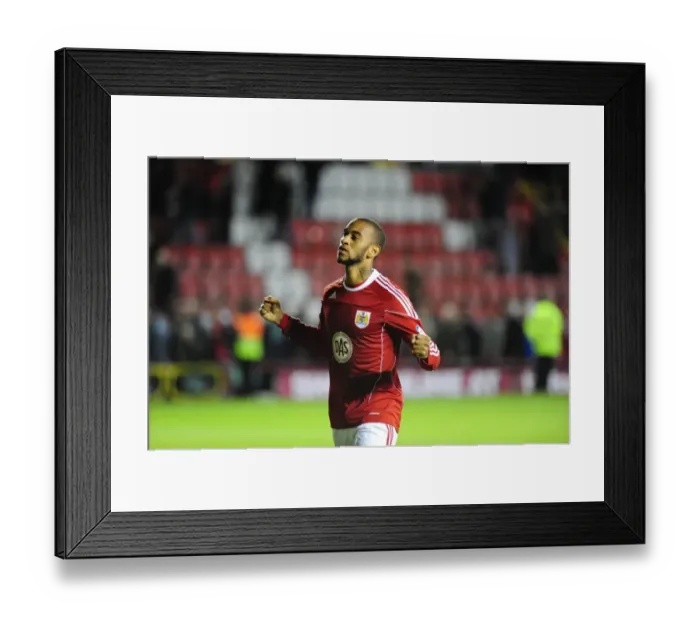 Framed Print : Bristol City's Danny Haynes Rejoices in Npower Championship Victory over Reading at Ashton Gate, October 19, 2010