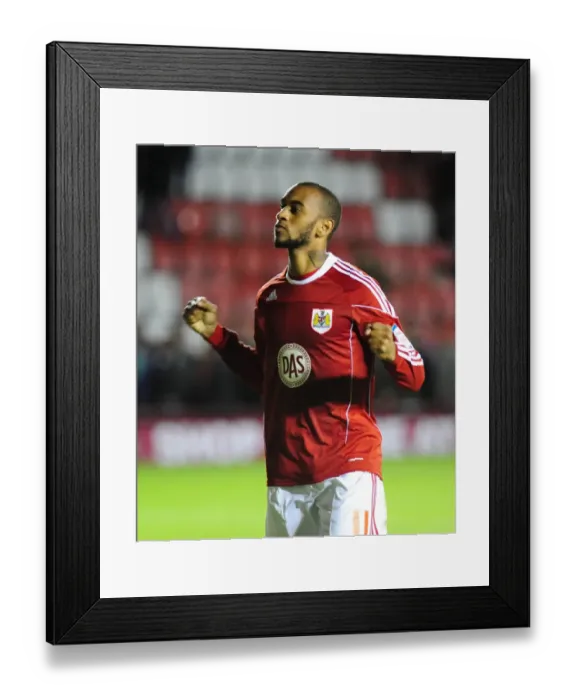 Framed Print : Bristol City's Danny Haynes: Euphoric Celebration of Npower Championship Win Over Reading (19 / 10 / 2010)