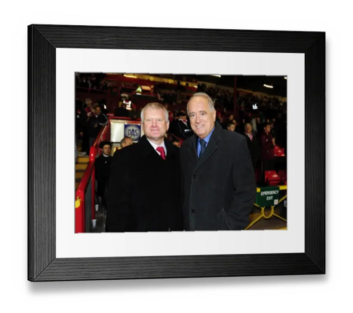 Framed Print : Bristol City Football Club: Steve Lansdown, Lord Mawhinney, and Wallace & Gromit at Ashton Gate, 2010