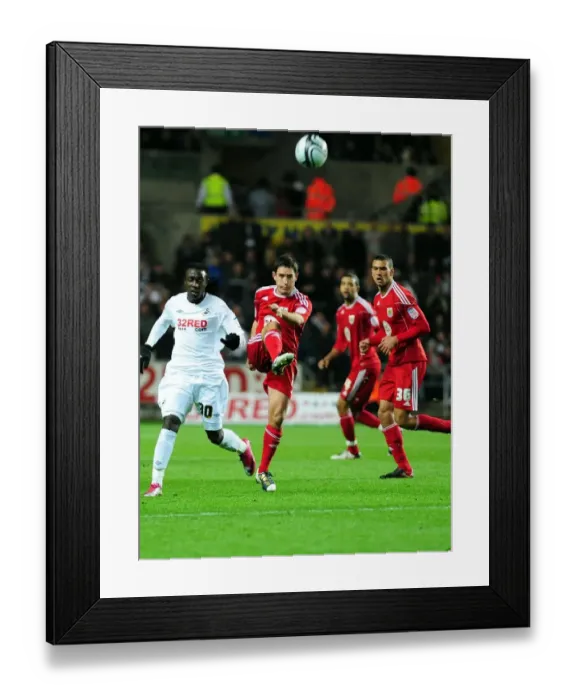Framed Print : Johnson Clears the Way: Bristol City vs Swansea City, Championship Football Match, 10 / 11 / 2010