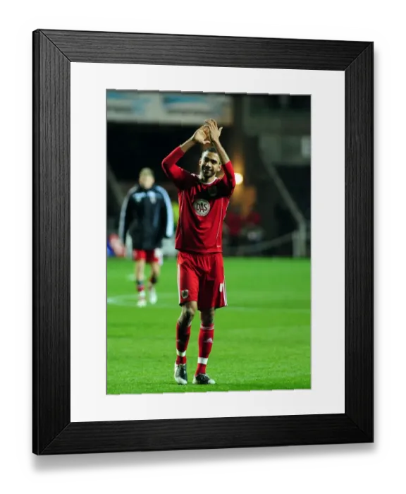 Framed Print : Bristol City's Liam Fontaine Celebrates Championship Victory Over Swansea City (10-11-2010) Framed Print : Bristol City's Liam Fontaine Celebrates Championship Victory Over Swansea City (10-11-2010)