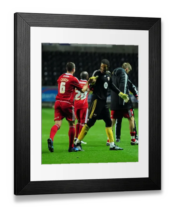 Framed Print : Bristol City's David James and Louis Carey Celebrate Championship Victory Over Swansea City (10 / 11 / 2010)
