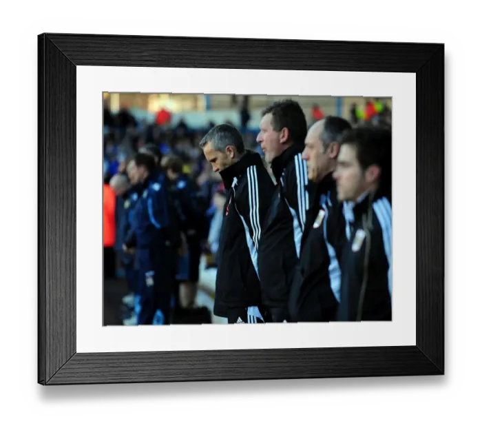 Framed Print : Respectful Moment: Keith Milen and Bristol City Coaching Staff Honor Minutes Silence at Elland Road during Leeds United vs. Bristol City Championship Match (November 13, 2010) Framed Print : Respectful Moment: Keith Milen and Bristol City Coaching Staff Honor Minutes Silence at Elland Road during Leeds United vs. Bristol City Championship Match (November 13, 2010)