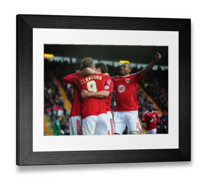 Framed Print : Brett Pitman's Double: Celebrating Bristol City's Victory Over Sheffield United in the Championship (November 2010) Framed Print : Brett Pitman's Double: Celebrating Bristol City's Victory Over Sheffield United in the Championship (November 2010)