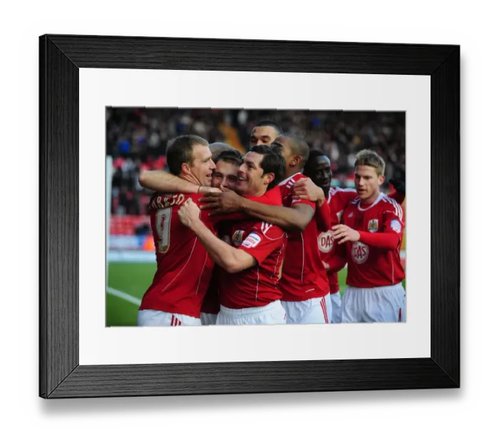 Framed Print : Bristol City: Double Strike Celebration - Brett Pitman and Jamie McAllister vs. Sheffield United, Championship 2010