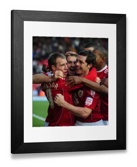 Framed Print : Double the Thrill: Brett Pitman and Jamie McAllister's Championship-Winning Goal Celebration (Bristol City vs. Sheffield United, 2010) Framed Print : Double the Thrill: Brett Pitman and Jamie McAllister's Championship-Winning Goal Celebration (Bristol City vs. Sheffield United, 2010)