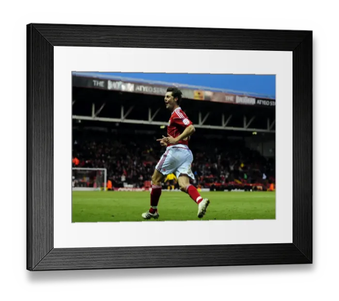 Framed Print : McAllister's Stunning Corner-Kick Goal: Championship Showdown - Bristol City vs. Sheffield United (November 2010)