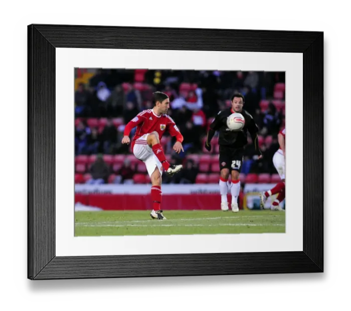 Framed Print : Lee Johnson Leads the Charge: Bristol City vs Sheffield United, Championship Football Match, Ashton Gate Stadium (2010) Framed Print : Lee Johnson Leads the Charge: Bristol City vs Sheffield United, Championship Football Match, Ashton Gate Stadium (2010)