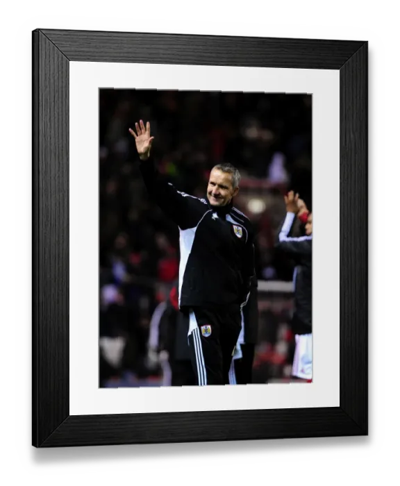 Framed Print : Keith Miljen in Action: Championship Clash between Bristol City and Sheffield United at Ashton Gate Stadium (November 27, 2010)