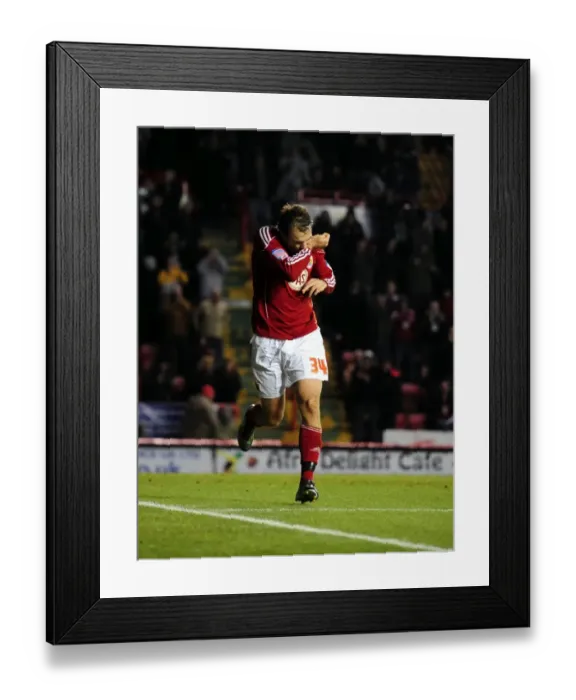 Framed Print : Brett Pitman's Euphoric Goal Celebration: Championship Match - Bristol City vs. Derby County (11-12-2010) Framed Print : Brett Pitman's Euphoric Goal Celebration: Championship Match - Bristol City vs. Derby County (11-12-2010)