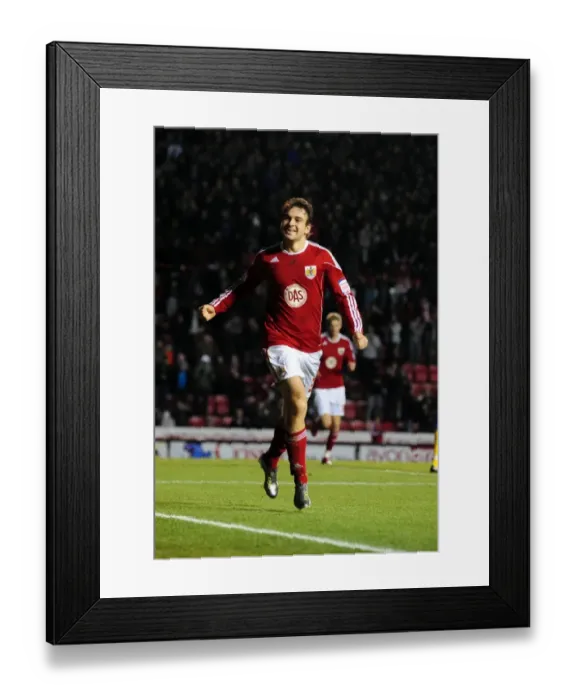 Framed Print : Brett Pitman's Euphoric Goal Celebration: Championship Match - Bristol City vs. Derby County (11-12-2010) Framed Print : Brett Pitman's Euphoric Goal Celebration: Championship Match - Bristol City vs. Derby County (11-12-2010)