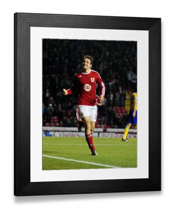 Framed Print : Brett Pitman's Euphoric Goal Celebration: Championship Match - Bristol City vs. Derby County (11-12-2010)