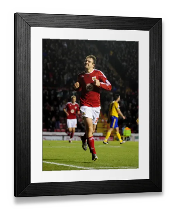 Framed Print : Brett Pitman's Championship-Winning Goal: Euphoria at Ashton Gate (11-12-2010)