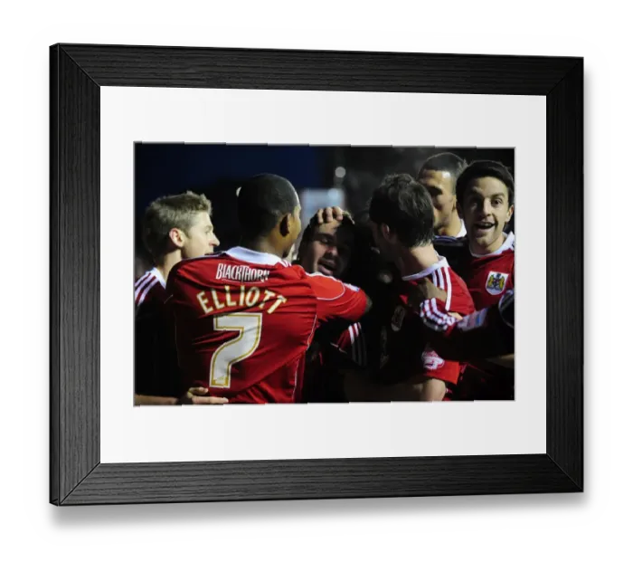 Framed Print : Brett Pitman's Euphoric Moment: Championship Showdown - Bristol City vs. Derby County (11-12-2010, Ashton Gate Stadium) Framed Print : Brett Pitman's Euphoric Moment: Championship Showdown - Bristol City vs. Derby County (11-12-2010, Ashton Gate Stadium)