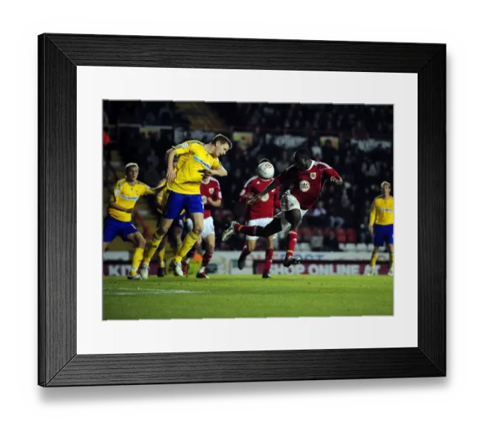 Framed Print : Damion Stewart's Close Header: Bristol City vs. Derby County Championship Clash at Ashton Gate Stadium (11 / 12 / 2010) Framed Print : Damion Stewart's Close Header: Bristol City vs. Derby County Championship Clash at Ashton Gate Stadium (11 / 12 / 2010)
