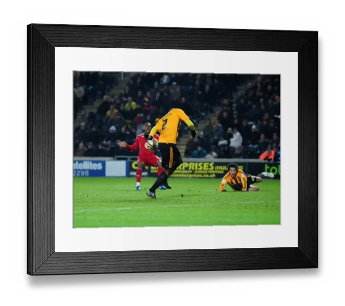 Framed Print : Hand of Zayatte: Controversial Moment as Hull City's Kamil Zayatte Stops Bristol City's Danny Rose Cross with His Hand in Championship Match, 18 / 12 / 2010