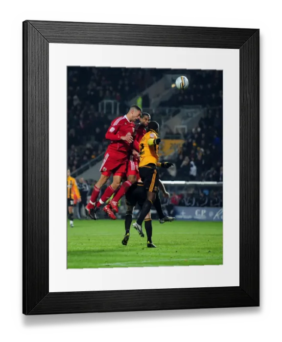 Framed Print : Clash in the Air: Caulker vs. Zayatte in Hull City vs. Bristol City Championship Match, 18 / 12 / 2010 Framed Print : Clash in the Air: Caulker vs. Zayatte in Hull City vs. Bristol City Championship Match, 18 / 12 / 2010