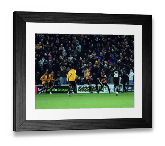 Framed Print : Jay Simpson's Goal Celebration: Hull City's Victory Over Bristol City (18-12-2010) Framed Print : Jay Simpson's Goal Celebration: Hull City's Victory Over Bristol City (18-12-2010)