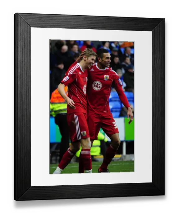 Framed Print : Bristol City: Jon Stead and Steven Caulker Celebrate Goal Against Reading in Championship Match (December 26, 2010)