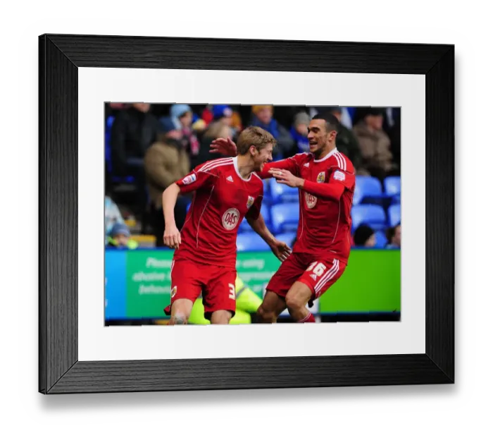 Framed Print : Jon Stead and Steven Caulker Celebrate for Bristol City in Championship Clash vs. Reading (December 26, 2010)