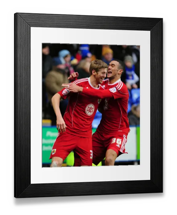 Framed Print : Euphoric Moment: Jon Stead and Steven Caulker Celebrate Goal for Bristol City against Reading (December 26, 2010, Championship) Framed Print : Euphoric Moment: Jon Stead and Steven Caulker Celebrate Goal for Bristol City against Reading (December 26, 2010, Championship)
