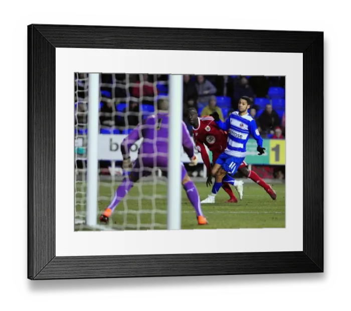 Framed Print : Adomah's Close Call: Reading vs. Bristol City, Championship Football, 26 / 12 / 2010 Framed Print : Adomah's Close Call: Reading vs. Bristol City, Championship Football, 26 / 12 / 2010