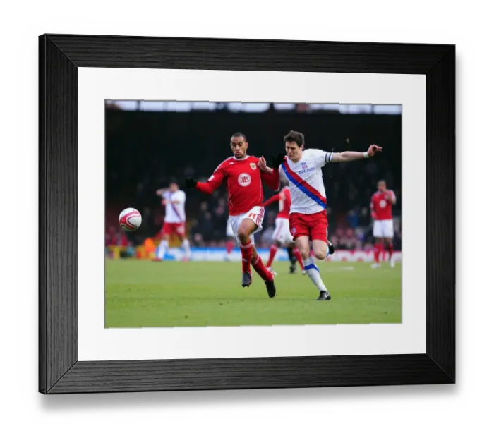 Framed Print : Battling for Supremacy: Haynes vs. McCarthy in the Championship Clash between Bristol City and Crystal Palace (December 2010)