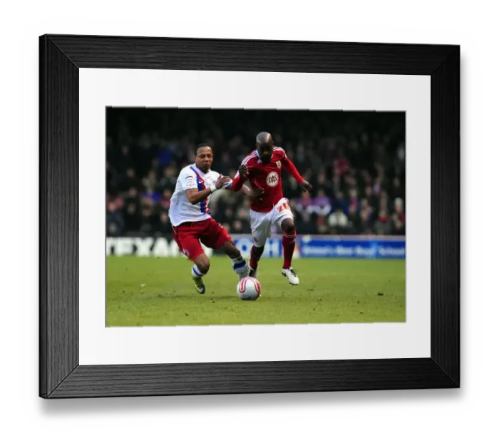 Framed Print : Battling for Supremacy: Jamal Campbell-Ryce vs. Nathaniel Clyne in the 2010 Championship Clash between Bristol City and Crystal Palace