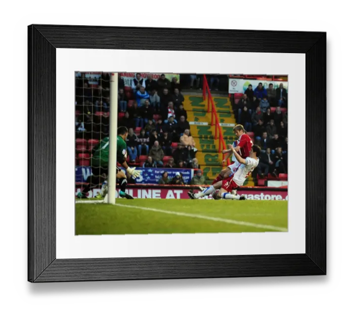 Framed Print : Bristol City's Jon Stead Narrowly Misses Goal Against Crystal Palace in Championship Match, 28th December 2010