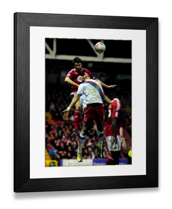 Framed Print : Bristol City vs Crystal Palace: Cole Skuse vs Calvin Andrews - Intense Aerial Battle - Championship Football, 2010
