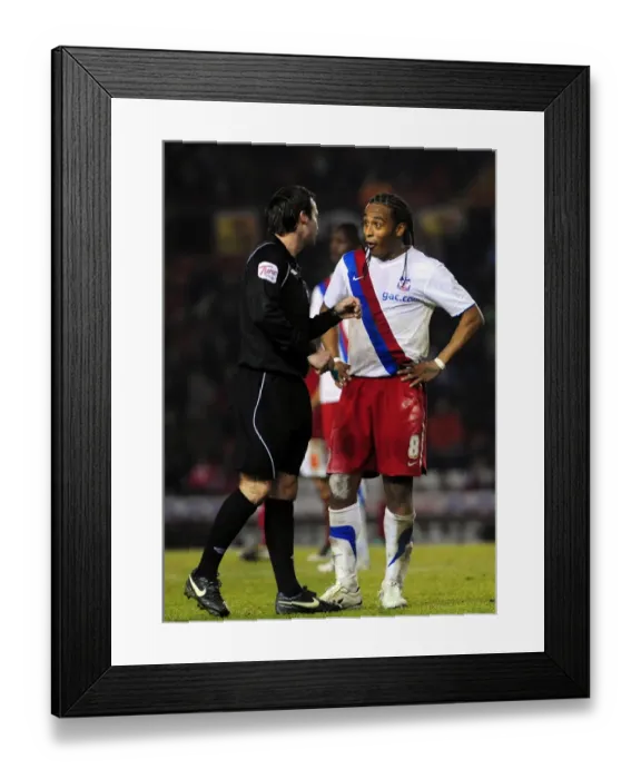 Framed Print : Bristol City vs Crystal Palace: Neil Danns and Ref Paul Tierney Discuss Added Time (December 28, 2010) Framed Print : Bristol City vs Crystal Palace: Neil Danns and Ref Paul Tierney Discuss Added Time (December 28, 2010)