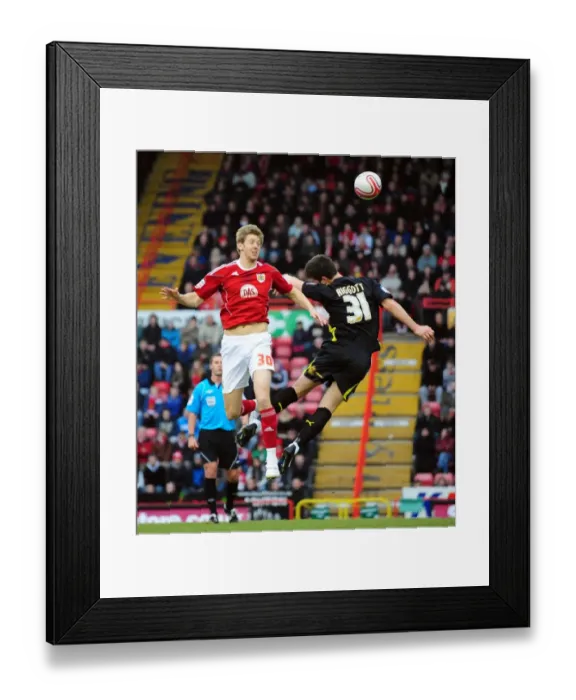 Framed Print : Battling for Championship Supremacy: Jon Stead vs. Chris Riggott, 2011 - Bristol City vs. Cardiff City