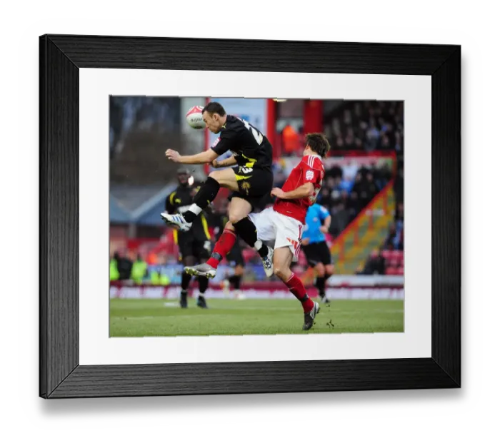 Framed Print : Battling for Supremacy: Pitman vs. Blake in the Bristol City vs. Cardiff City Championship Clash at Ashton Gate, 01 / 01 / 2011