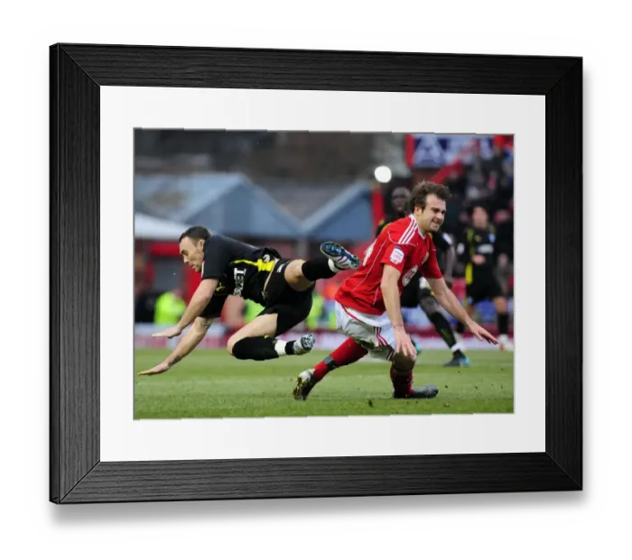 Framed Print : Battling for Championship Supremacy: Brett Pitman vs. Darcy Blake (Bristol City vs. Cardiff City, 01 / 01 / 2011) Framed Print : Battling for Championship Supremacy: Brett Pitman vs. Darcy Blake (Bristol City vs. Cardiff City, 01 / 01 / 2011)