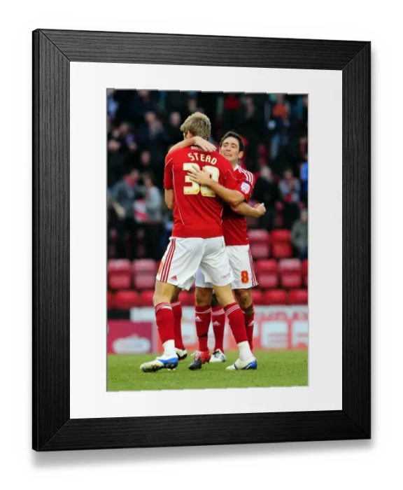 Framed Print : Bristol City: Lee Johnson and Jon Stead Celebrate Championship Victory Over Cardiff City (01.01.2011) Framed Print : Bristol City: Lee Johnson and Jon Stead Celebrate Championship Victory Over Cardiff City (01.01.2011)