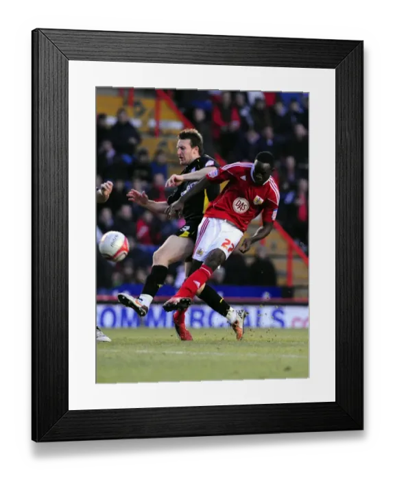 Framed Print : Bristol City's Albert Adomah Narrowly Misses Goal Against Cardiff City - Championship Match, January 1, 2011 Framed Print : Bristol City's Albert Adomah Narrowly Misses Goal Against Cardiff City - Championship Match, January 1, 2011