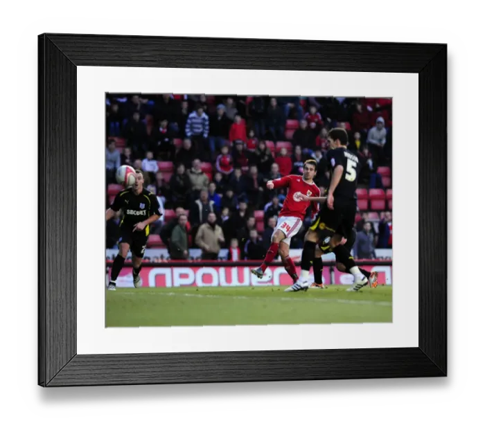Framed Print : Brett Pitman's Near-Miss: A Thrilling Moment from the Bristol City vs. Cardiff City Championship Clash (January 1, 2011) Framed Print : Brett Pitman's Near-Miss: A Thrilling Moment from the Bristol City vs. Cardiff City Championship Clash (January 1, 2011)
