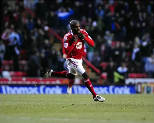Bristol City's Jamal Campbell-Ryce Celebrates Goal Against Cardiff City - Championship Match, January 1, 2011 - Ashton Gate Stadium