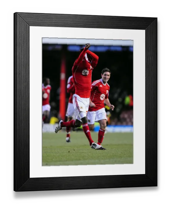 Framed Print : Thrilling Goal Celebration: Jamal Campbell-Ryce Stuns Cardiff City in Bristol City's Championship Win (January 1, 2011) Framed Print : Thrilling Goal Celebration: Jamal Campbell-Ryce Stuns Cardiff City in Bristol City's Championship Win (January 1, 2011)